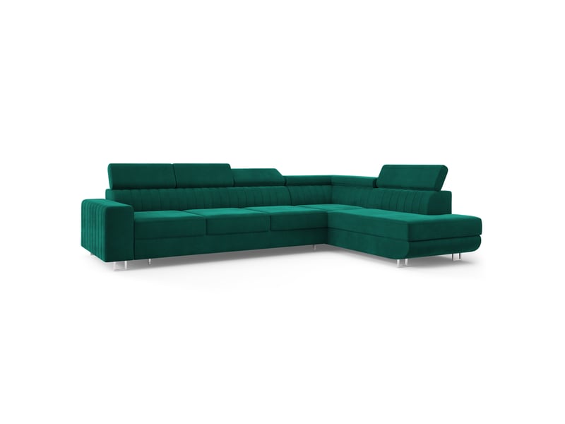  Canapé d'angle hestion, velours vert bouteille  - Conforama A
