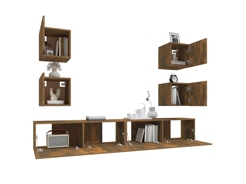  Ensemble de meubles tv 6 pcs chêne fumé bois d'ingénierie shl1123  - Conforama D