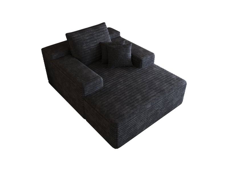 Canapé velours côtelé noir modulable en mousse, méridienne assise profonde sans montage, 115x159 cm - Conforama A