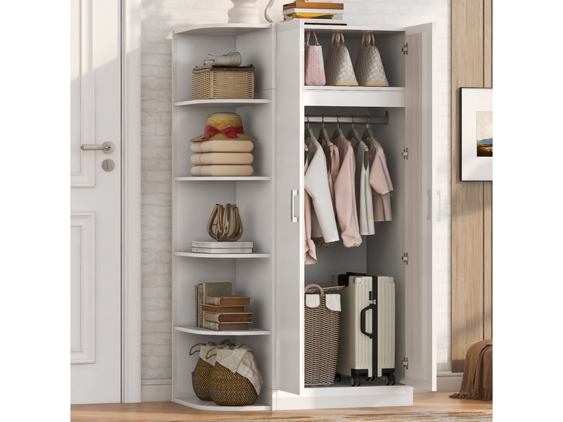  Armoire,90x55x170 cm,2 portes avec rangements,mdf,blanche  - Conforama B
