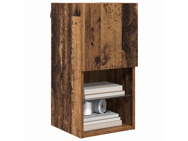  Lot de 2 meuble tv mural, meuble tv suspendu bois ancien bois d'ingénierie shl30970  - Conforama C