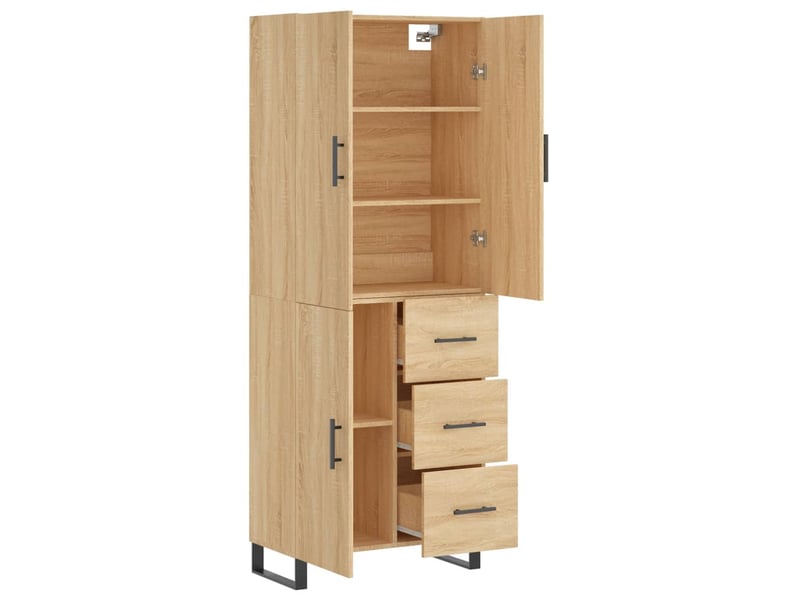  Buffet haut - bahut - meuble de rangement chêne sonoma 69,5x34x180 cm bois d'ingénierie  - Conforama D