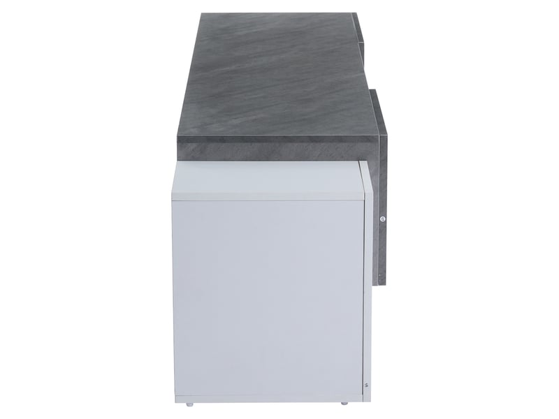 Meuble tv moderne blanc et gris avec led bluetooth 180x40x46,5 cm pour tv 606570 pouces avec rangement - Conforama E