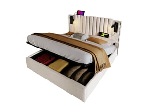 Lit coffre 160x200 cm MIVRAY coloris beige