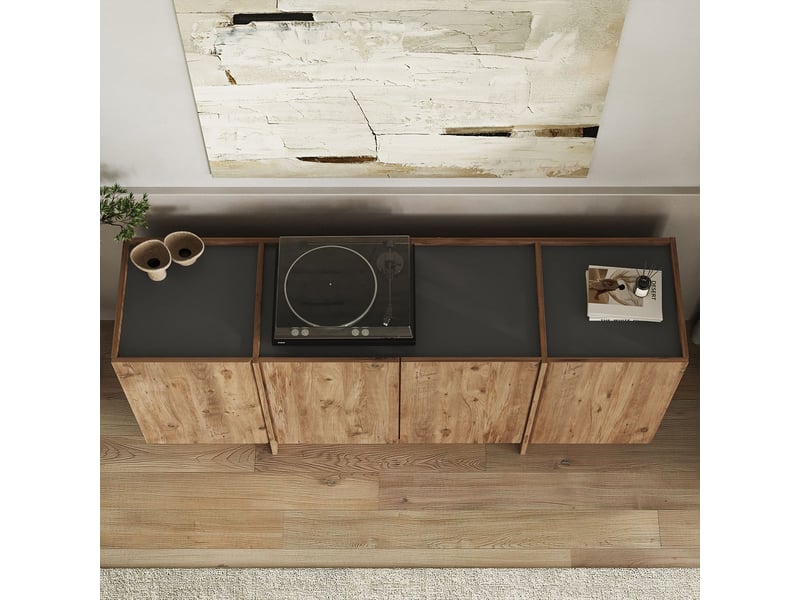  Buffet de salon 4 portes avec étagères et fermeture douce dorma - bois neutre  - Conforama D