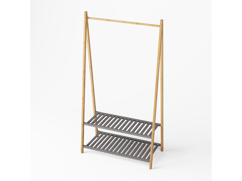  Portemanteau en bambou avec deux étagères  - Conforama R