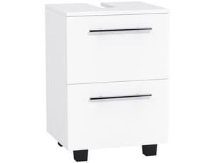 Meuble sous lavabo blanc avec tiroir et placard, découpe en u, 41,5 x 35,5 x 59 cm