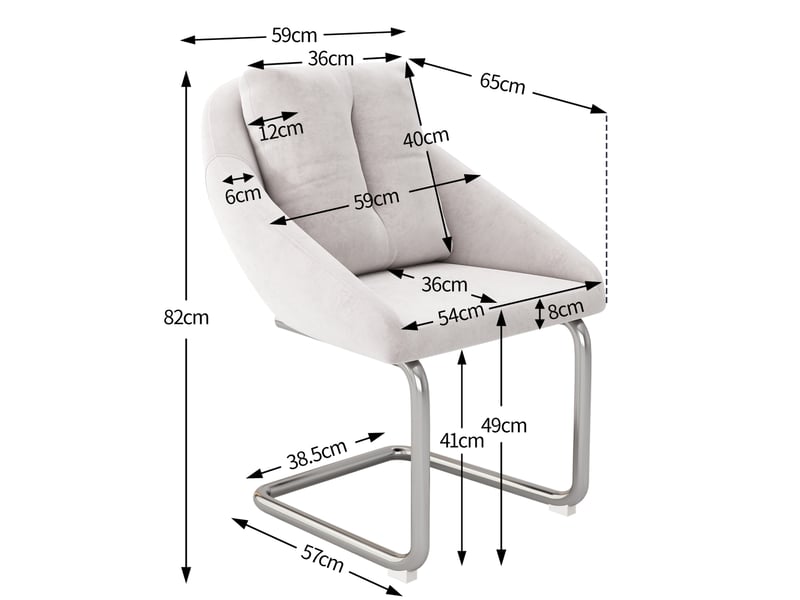  Lot de 6 chaises de salle à manger pivotantes en velours beige  - Conforama E