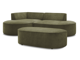 Canapé d'angle gauche fixe BOBOCHIC ROUSSEAU 5 places Tissu Vert