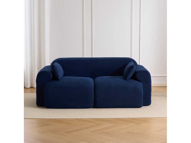  Canapé 2 places modenvie bleu foncé en velours côtelé 186 x 95 x 76 cm  - Conforama D
