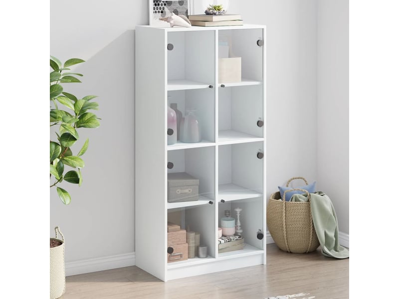  Buffet haut - bahut - meuble de rangement avec portes blanc 68x37x142 cm bois d'ingénierie  - Conforama B
