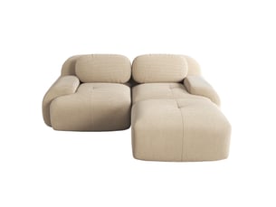 Canapé d'angle modulable 2 places en velours côtelé beige