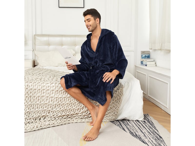  Peignoir de bain homme 100% coton avec capuche – taille l  - Conforama C