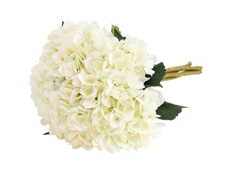  Fleur d'hydrangea artificielle de, 5 pcs simples longues soie tige 6,3 pouces tête hortensia bouquets pour le mariage, la maison, hôtel, décoration de fête, arrangement floral(blanc)  - Conforama A