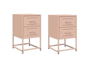 Vidaxl tables de chevet 2 pcs rose acier meuble de rangement 36x39x60,5 cm chambre salon