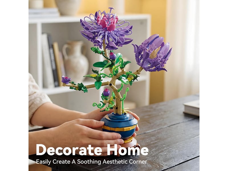 537 pièces passiflore en pot à construire, set de blocs de construction fleurs, décoration bureau et maison, cadeau - Conforama C