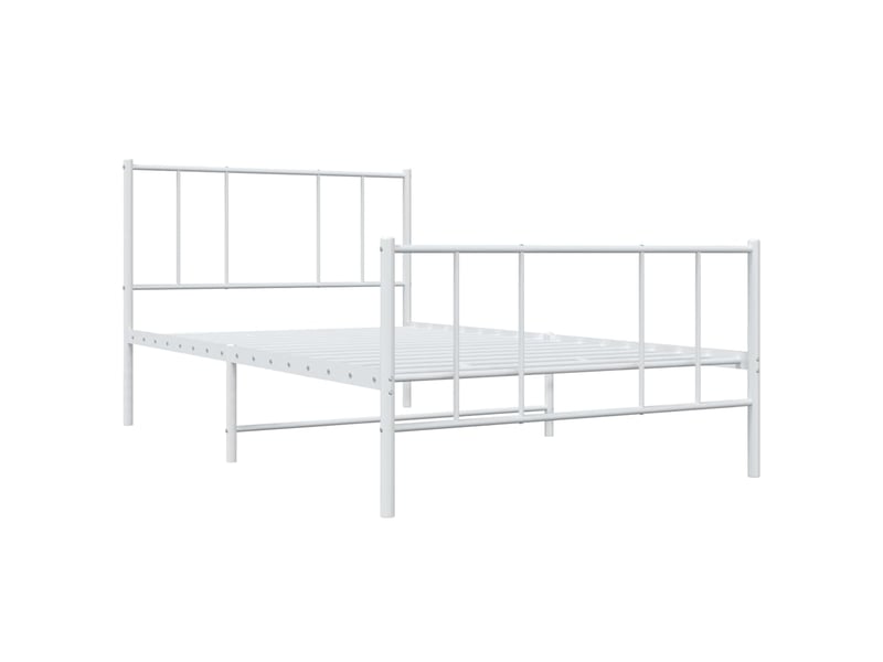  Lit simple- lit adulte -  cadre de lit métal sans matelas et pied de lit blanc 100x200 cm  - Conforama C