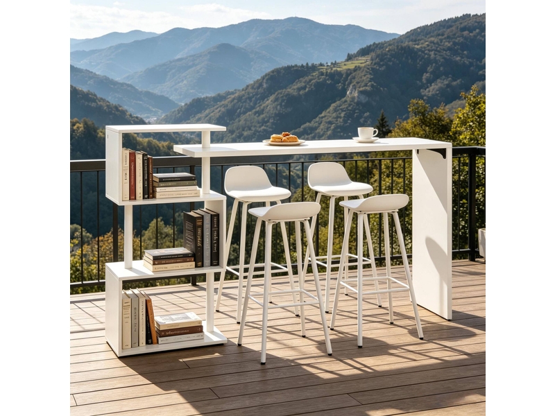 Table de bar 97,5x38 cm en mdf et métal avec 3 étagères blanche chicfurn - Conforama C