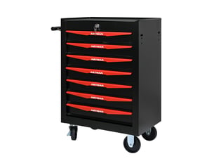 Armoire à outils mobile 7 tiroirs 60 x 33 x 77,5 cm noir et rouge, acier avec roulettes et serrure