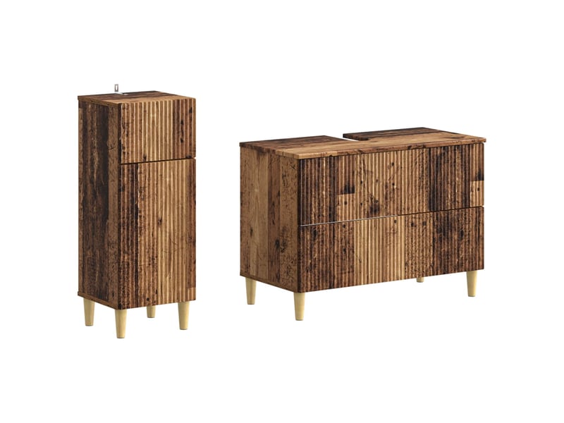 Ensemble de 2 meubles de salle de bain arnhem bois ancien cf63066 - Conforama A