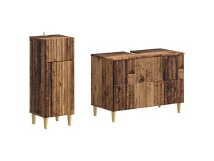 Ensemble de 2 meubles de salle de bain arnhem bois ancien cf63066