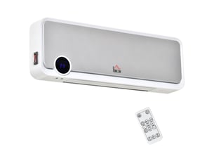 Radiateur mural de salle de bain (1000 w2000 w) avec télécommande, affichage led, minuterie 12 heures et thermostat – blanc