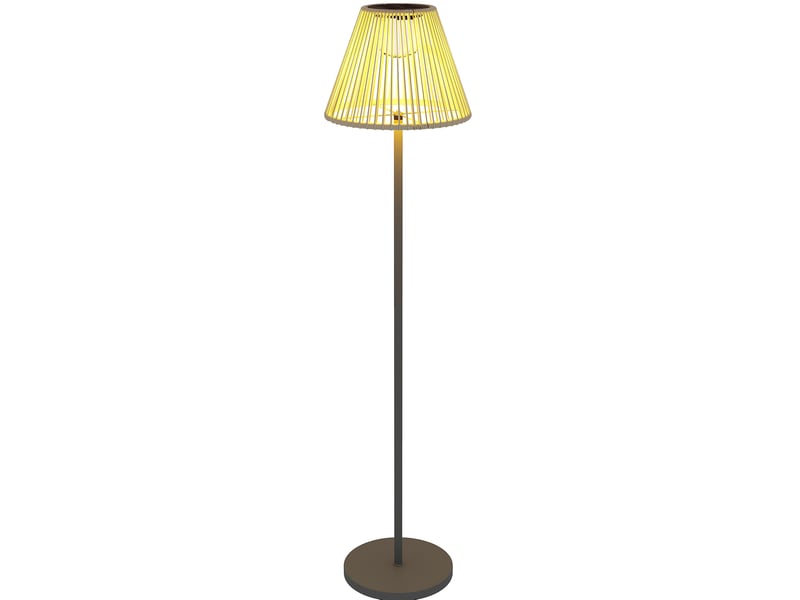  Lampadaire solaire d'extérieur ø33 x 135 cm gris, acier et rotin pe, 25 led avec capteur lumineux  - Conforama A