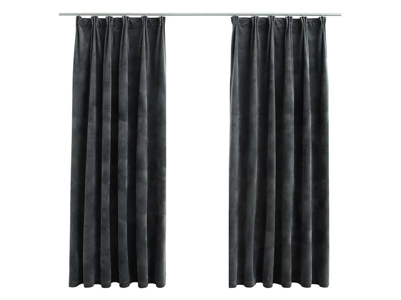  Lot de 2 rideaux occultants, rideaux black-out et crochet velours anthracite 140x175cm cf44923  - Conforama A
