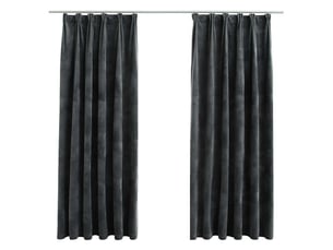 Lot de 2 rideaux occultants, rideaux black-out et crochet velours anthracite 140x175cm cf44923