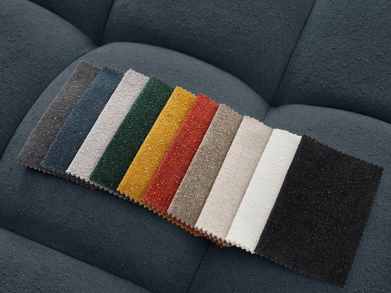  Bobochic canapé droit fixe 3 places everest tissu texturé avec pouf bleu foncé EVEREST - Conforama C