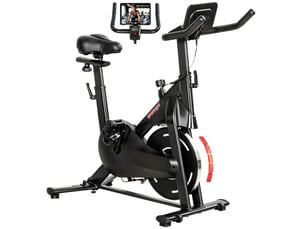 Vélo d'appartement avec résistance magnétique réglable, écran lcd, selle et guidon réglables, roues, noir