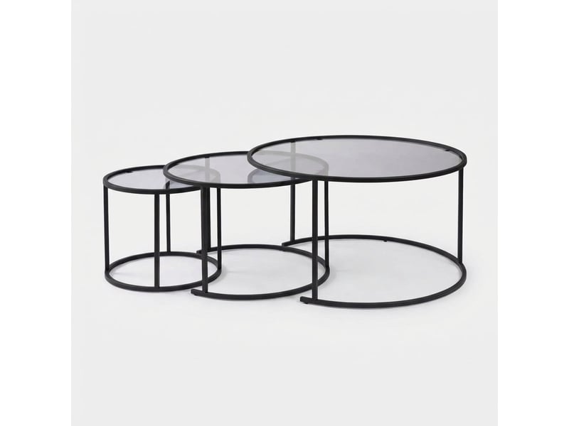 Ensemble de tables basses en verre trempé aurum tris - noir  - Conforama A