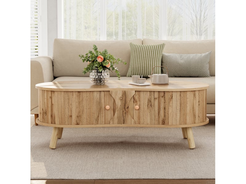  Table basse 108x50x37 cm effet bois naturel avec rangements  - Conforama B