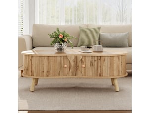Table basse 108x50x37 cm effet bois naturel avec rangements