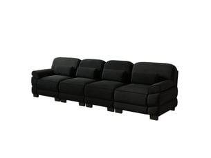 Canapé droit modulable 4 places 336x 88,5x 94 cm, structure solide, coussins de soutien, velours côtelé, noir