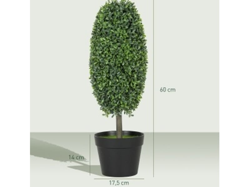 Lot de 2 plantes artificielles vertes 60 cm en plastique, feuillage résistant aux uv pour intérieur et extérieur - Conforama C