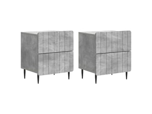 Table de chevet - cabinet de chevet - table de nuit 2 pièces gris béton 43 x 34,5 x 49,5 cm