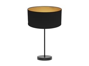 Fabrilamp anuska grande lampe à poser noir doré, abat-jour textile intérieur doré, 1 x e27, 62 cm