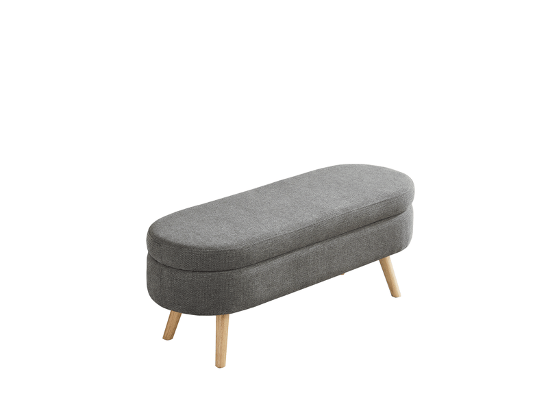  Banc de rangement 110 x 40 x 42 cm gris en chenille, coffre ventilé pour livres, plaids et jouets  - Conforama A