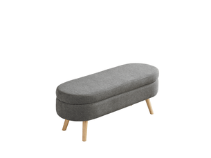 Banc de rangement 110 x 40 x 42 cm gris en chenille, coffre ventilé pour livres, plaids et jouets