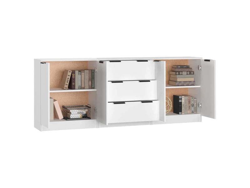  Buffets 3 pcs - bahut - meuble de rangement blanc bois d'ingénierie  - Conforama E