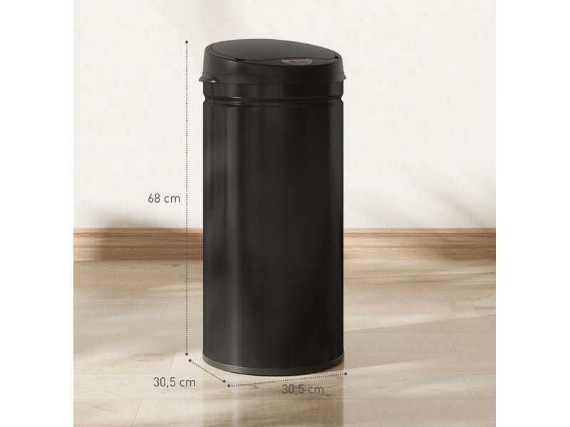  Poubelle à capteur 30,5x30,5x68 cm fermeture douce métal noir  - Conforama E