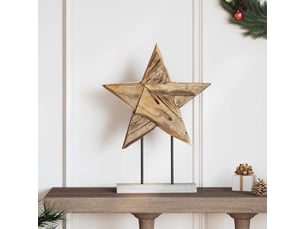 Étoile de noël marron 43,5 x 13,5 x 59 cm bois de teck massif