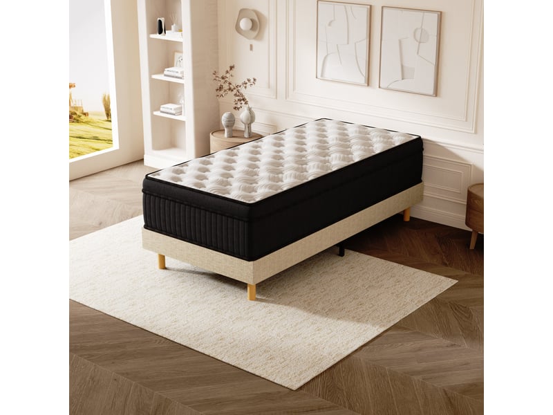  Ensemble matelas à ressorts + sommier 90x190 cm, mousse à mémoire de forme,épaisseur 25cm  - Conforama E