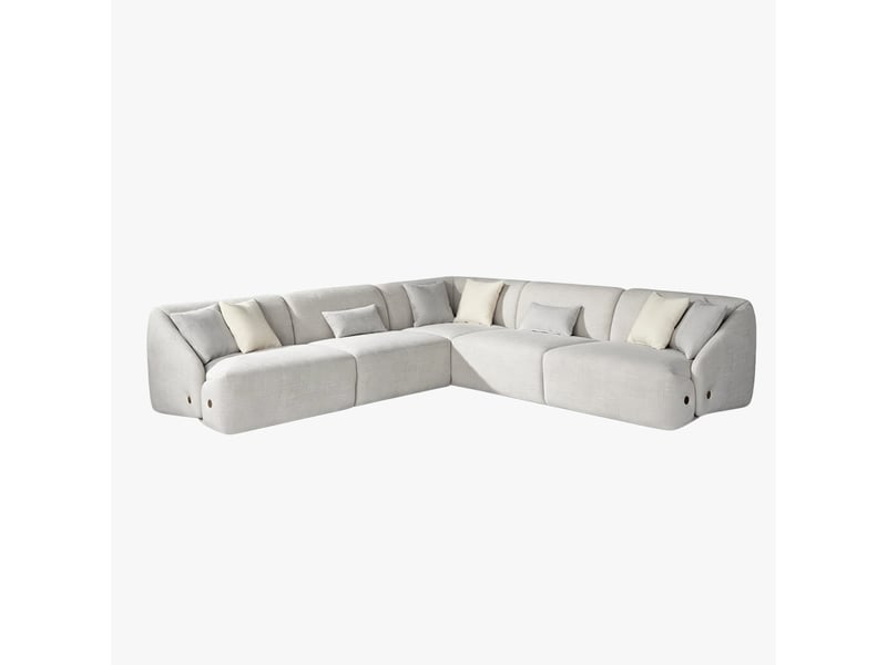  Canapé d'angle modulable en tissu gris clair  - Conforama E