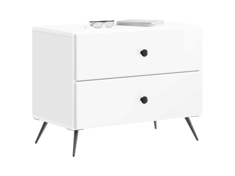  Table de chevet - cabinet de chevet - table de nuit blanc brillant 62 x 34,5 x 47,5 cm  - Conforama B
