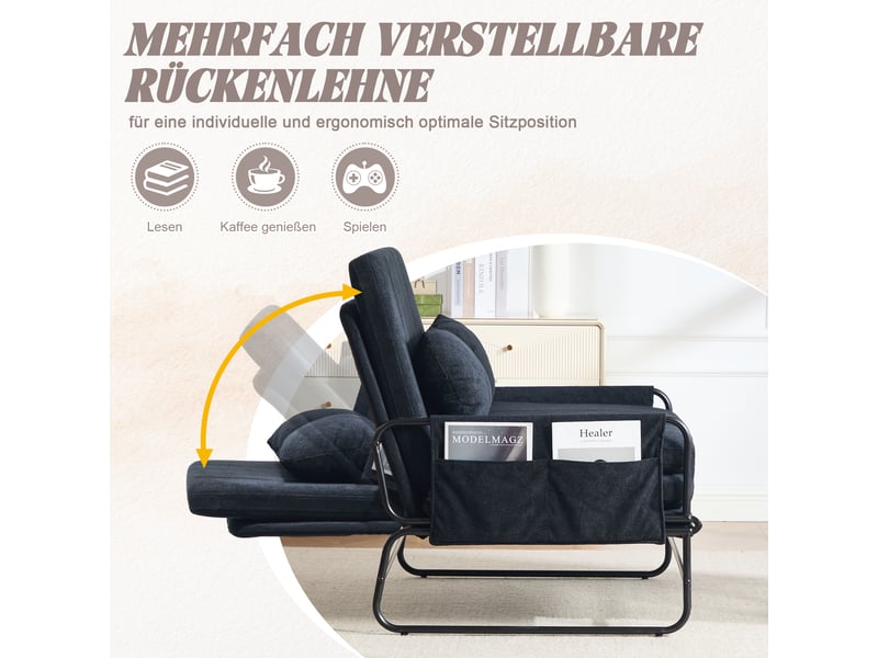 Canapé convertible, canapé-lit, 2 places, en chenille, design moderne, pour salon, adapté à l'espace de vie, bureau - Conforama R