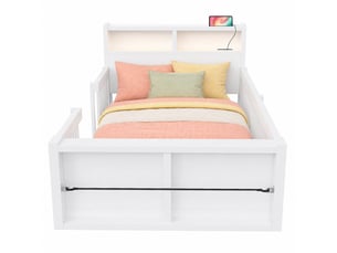 Lit avec rangement 90x190 cm <strong>MODENVIE</strong>  <strong></strong> coloris blanc