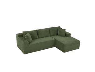 Canapé d'angle droit fixe <strong>OKMYHOME</strong> <strong></strong> 4 places Tissu vert