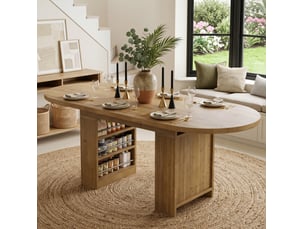 Table à manger extensible 150 à 200 cm, 6 à 8 personnes, mdf couleur chêne